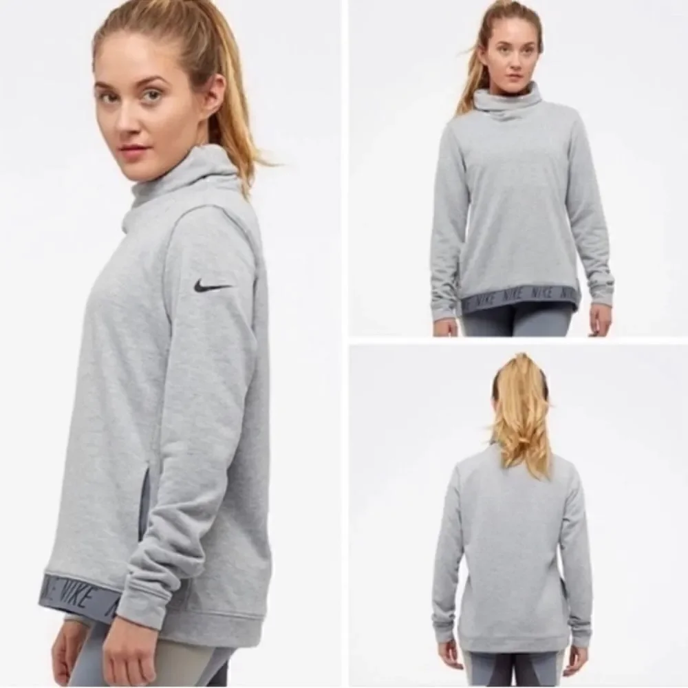 Nike Dry Cowl Funnel Neck Pullover Top Heather Gray Medium